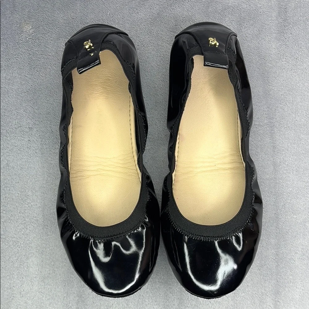 Yosi Samra Black Patent Foldable Ballet Flats Travel Shoes Size 7